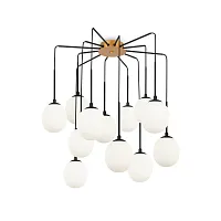 Люстра подвесная Branch MOD176PL-12G Maytoni белая на 12 ламп, основание чёрное золотое в стиле современный шар Люстра подвесная Branch MOD176PL-12G Maytoni белая на 12 ламп, основание чёрное золотое в стиле современный шар